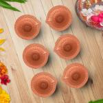 Tuelip Fancy Terracotta Handmade Earthen Clay Decorative Diya for Diwali/Pooja (Pack of 24) Brown