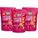 GREENLAND Protein Chips (Pack of 3, 80g Each) Healthy Snacks | Gluten Free | Rich in Protein | Zero Trans Fat | Flavor: Cream & Onion Ragi
