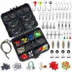 PROBEROS 188 Pcs Stainless Steel Fishing Accessories Kit Including Fish Jig Hooks, Bullet Bass Casting Sinker Weights, Fishing Swivels Snaps, Sinker Slides, Fishing Set