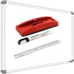 SHELFKING Non Magnetic 2 X 2 Feet Premium Double Sided White Board and Chalk Board 1 Side White Marker and Reverse Side Green Chalk Board Surface + Duster + Marker & 30 cm Scale (Combo Pack of 4 items) Whiteboards and Duster Combos (White, Green)