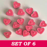 AAMU MOON Romantic Heart Shaped Lavender Scented Wax Floating Tea Light Candles For Home Decor, Valentine Day, Wedding, Anniversary & Special Parties - Set of 6 (Pink)
