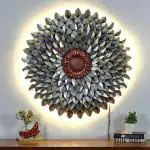 Antaryuga Multi04 Metal Elegancia Flower Wall Art With Led Lights Decorative Wall Art, 74 X 5 X 74 cm
