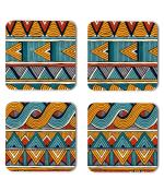 Whats Your Kick Pattern Design Comic Orange Pattern Design Printed Set of 4 Coaster With Metal Stand
