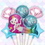 Orama Mermaid Theme Foil Balloons Set for Birthday Decoration (Multicolour Mermaid Foil Combo 02)