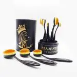 Majestique Makeup Brush Set 7pcs. Black Oval Toothbrush New Compact Brush. Powder Blush Brush Concealer Eyeliner Blending Brush Cosmetic Brushes