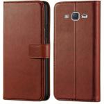 Slugabed Flip Cover for Samsung Galaxy On5 | Magnetic Closurer| PU Leather Magnetic Wallet Back Cover Case (Brown)