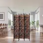 CRAFT HOMEDECOR Wooden Room Partition for Living Room,Room Divider 3 Panel with stand,partition for Pooja Room,Screen Separator,Partition Wall Divider for Home|Hall|Bedroom|Office|Puja Room|Restaurant