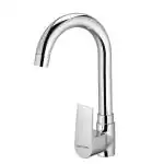 WATERMAN Leo Swan Neck Pillar Tap 360 Degree Flexible Rotating Swivel Spout Brass Chrome Finish Deck Mount Taps for Kitchen Sink and Bathroom Washbasin