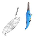 Blue Wonder Dolphine Shape Electric Gas Lighter With Stainless Steel SS Roasted Jali and Multicolour, Pack of 2