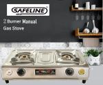 Safeline Plus Manual Ignition System Stainless Steel Gas Stove 2 Burners Silver Color (ISI Certified)