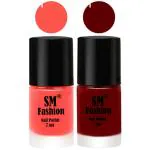 SM FASHION Long Lasting Nail Polish | Nail Paint Combo 7 ml Each) - Set of 2 Baby Pink-Dark Red