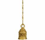 Idol Collections Gold Brass Navagraha Hanging Temple Bell, Idol Collections Multicolor Metal Musician Lady Decorative Showpiece Table Decor Home Lady Gift Item, 3 Inch