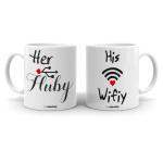 Cheeksy Her Hubby With His Wifiy Design Printed 300 Ml Set Of 2 Stylish Coffee Tea Mug For Couples,Husband-Wife,Girlfriend-Boyfriend,Anniversary,Wedding And Valentine Gift,Under 400