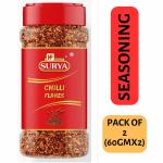 HF, Surya 120g Red Chilli Flakes (Pack Of 2 ; 60g X 2) |Seasoning