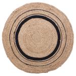 Kuber Industries Handmade Carpet|Cotton Circular Shape Black Layer Door Mat|Jute Area Rugs For Meditation,Living Room,Dining Room & Home Décor,92x92 cm,(Brown)