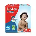 Luv Lap Baby Diaper Pants Large 9-14Kg With Aloe Vera Lotion for Rash Protection 62pcs