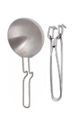 Urban Buy Aluminium Tadka Pan With Stainless Steel Wire Pakkad Tongs and Multicolour, Pack of 2