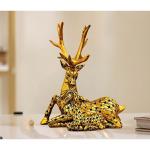 LETS CATCH UPP Resin Brass Finish Feng Shui Deer Statue | Enhance Longevity and Positive Energy | Home Office Decor and Gift | Vastu Decorative Deer with Baby, 9 Inch