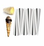 6 Pcs DIY Non-Stick Stainless Steel Baking Cones Set. Spiral Horn Pastry Cream Roll Tubes/Cake Cone Mold