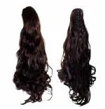 LYTIX Natural Brown Synthetic Clutcher Ponytail Hair Extension for Women 24 inch