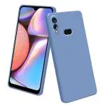 LIRAMARK Silicone Soft Back Cover Case for Samsung Galaxy A10s / Samsnug Galaxy M01s (Blue)