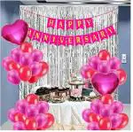 Party Paragon Pink & Silver Happy Anniversary Decoration Set of 35 Pc