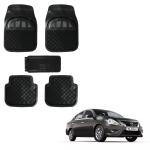 Oshotto Anti Skid Rubber Car Tray Foot Mat for Nissan Sunny (Set of 5, Black)