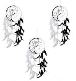 Ryme Multicolor Yin Yang Dream Catcher Wall Hanging For Home Office Wool Dream Catcher, 6 Inch (Pack Of 3)