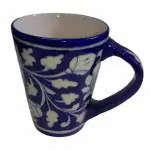 CRAFT PARK Blue Pottery Handmade Coffee&Tea Mug/Cup (250 ml)(Mug-CPM3)
