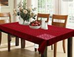 Kuber Industries Maroon Cotton 6 Seater Dining Table Cover (228 x 152 cm)