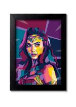 Blue Nexus Wonder Woman Vector Art Wall Poster with Wall Frame Room Art Painting Collection A4 size 10x13