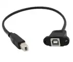 Tech Gear 30cm USB 2.0 B Male to USB B Female Socket Printer Panel Mount Cable USB Adapter BLACK