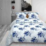 Moli Creations Comfort Stylish Glace Cotton Beautiful Soft Pattern Printed Double Bedsheet & 2 Pillow Cover (Blue Lotus)