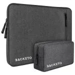 BACKETO Laptop Bag Sleeve Case Cover with Charger Pouch for Men & Women | 15.6 Inch Laptop/MacBook (Grey)