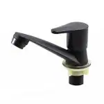 BATH GURU Black Matt Finish Alloy Steel Pillar Wash Basin Taps