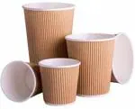 Eos (Pack of 100) 100 X 150 ml Ripple Paper Cup for Hot Coffee/Drinks for Party Glass Set Water/Juice Glass (150 ml, Paper, Brown)