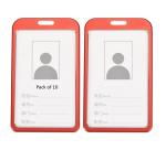 Shining Zon Natural Hard Metal Aluminum Alloy PVC ID Card Holder Badge with Scratch Guard for Office ID Cards Only (Red Vertical - 10)