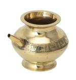 Kalarambh Bharat Haat Yellow Brass Abhishek Patra Brass Water Pot 12 x 8.5 x 7.5 Cm