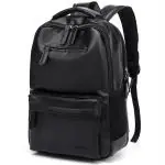 Aircase Black Vegan Leather Laptop Backpack