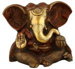 Kalakrithi Religious Classic Brass Special Ganesh Statue with Long Ears with Maroon Finishing 22.6 x 15.7 cm