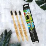 The Mouth Company Kids Bamboo Toothbrush with BPA-Free Charcoal Activated Soft Bristles, Biodegradable, Eco-Friendly Wooden Handle (Pack of 3)