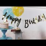 SV Traders Happy Birthday Banner Silver Cursive Letters for Girls,Boys, Husband, Wife, Women