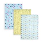 TIDY SLEEP 0-9 Months Baby Multicolor Water Resistant Cotton (Set of 3) Diaper Changing Mat-65 cm x 45 cm