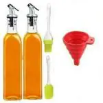 flatmop Glass Cooking Oil Dispenser Set With Funnel, 500 ml (Combo Of 5)