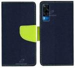 AmericHome Vivo Y31, Y51, Y51A, Model V2036, V2030, V2031 Blue Artificial Leather, Cloth, Rubber Shock Proof Mobile Flip Cover