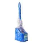 KLAP Double-Side Hockey Shape Toilet Cleaner Brush with Holder Stand | Toilet Cleaning Brush for Western and Indian Toilet | Bathroom Brush for Toilet Cleaning (Blue, Pack of 2)