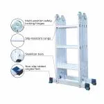 Aardwolf Quickfit Heavy Duty Aluminium Multipurpose Extension Ladder | Foldable Step Ladder| Tools kit & Safety Gloves | 150 Kg Capacity (4 x 3|12 Step)