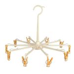 Teeny Weeny Plastic Hanger with 10 Pegs - Baby Diaper Nappy Clothes Hanging Dryer Rack with Clips - Portable Fold-able Travel Laundry Accessory (Orange 10 Peg)