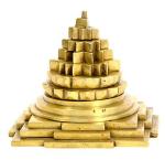 Kalarambh Brass Shree Laxmi Lakshmi Yantra for Home Pooja Puja Mandir Decor Collectible Handicraft Art, Yellow, 4 x 4 x 3 Inch (L x W x H)