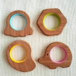 Babycov Neem Wood Teethers for Babies | Natural and Organic | Wooden Baby Teether | Helps in Teething | Set of 4 | for 3+ Months Babies. (Elephant Mango Octopus Hexagon)